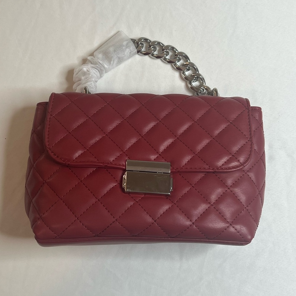 Quilted Burgundy Chain Shoulder Bag